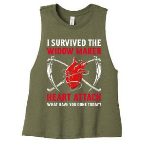 I Survived The Widow Maker Heart Attack Heart Disease Gift Women's Racerback Cropped Tank