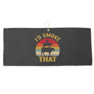 Id Smoke Thagift Grilling Meat Bbq Smoker Fathers Day Gift Large Microfiber Waffle Golf Towel