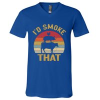 Id Smoke Thagift Grilling Meat Bbq Smoker Fathers Day Gift V-Neck T-Shirt