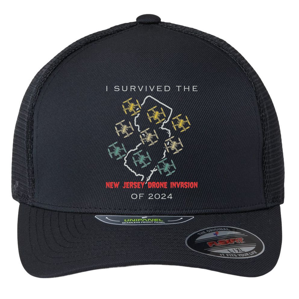 I Survived The New Jersey Drone Invasion Of 2024 Flexfit Unipanel Trucker Cap