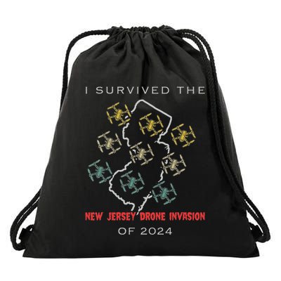 I Survived The New Jersey Drone Invasion Of 2024 Drawstring Bag