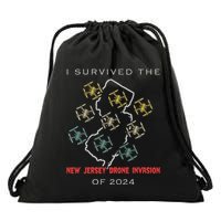 I Survived The New Jersey Drone Invasion Of 2024 Drawstring Bag