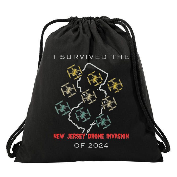I Survived The New Jersey Drone Invasion Of 2024 Drawstring Bag