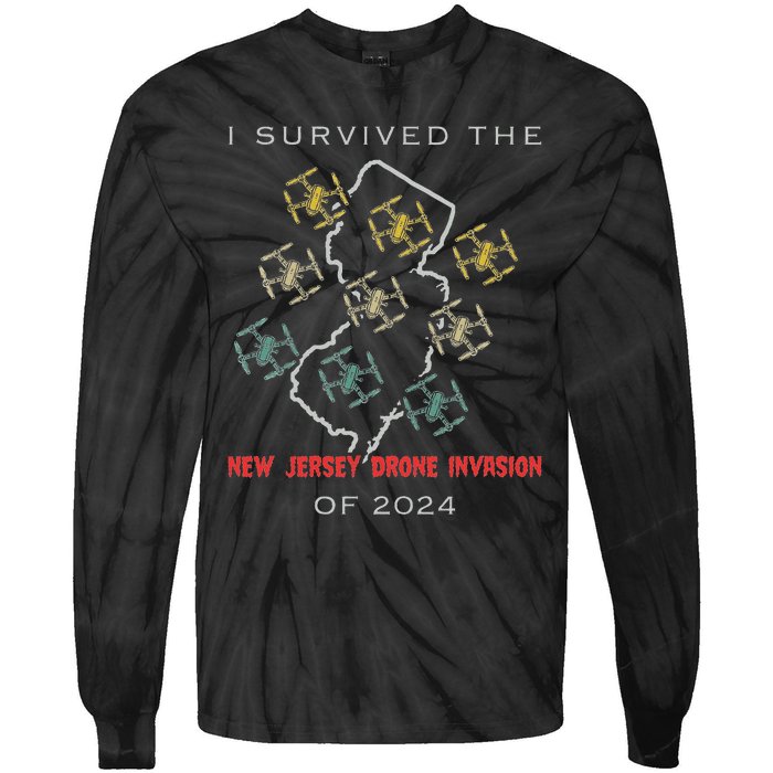 I Survived The New Jersey Drone Invasion Of 2024 Tie-Dye Long Sleeve Shirt