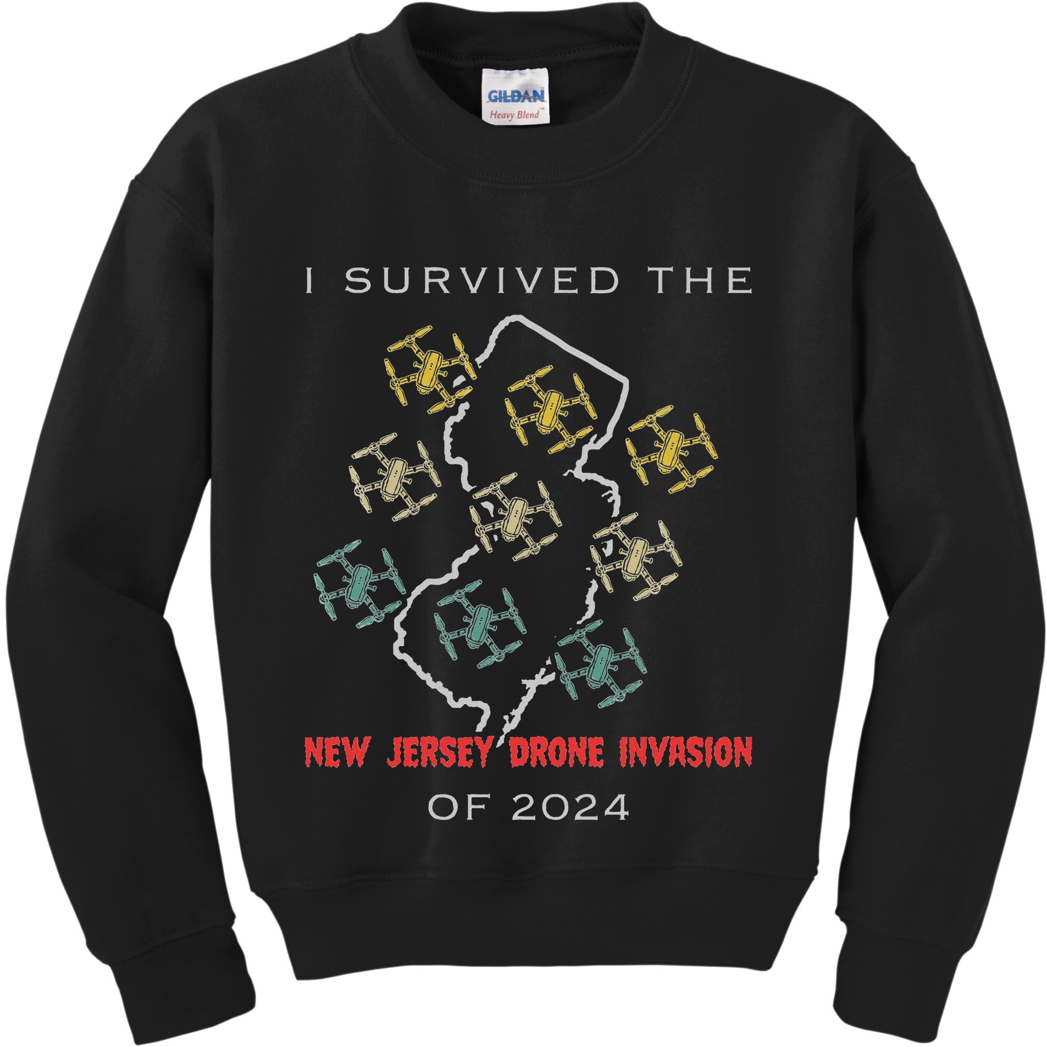 I Survived The New Jersey Drone Invasion Of 2024 Kids Sweatshirt