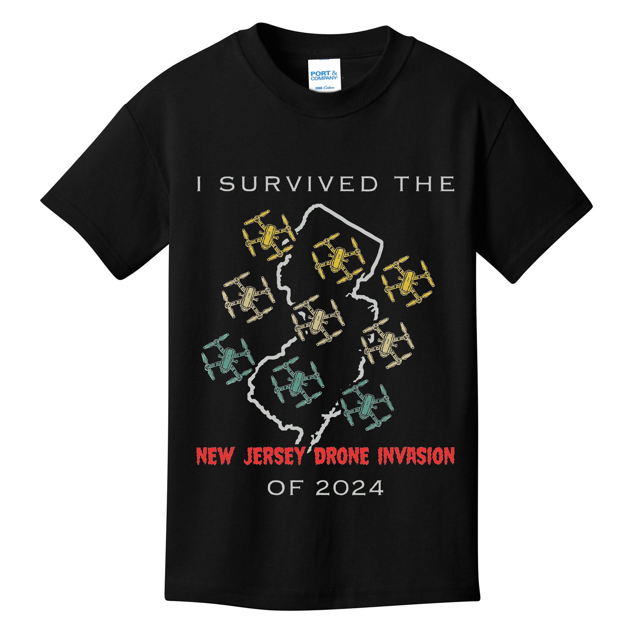 I Survived The New Jersey Drone Invasion Of 2024 Kids T-Shirt