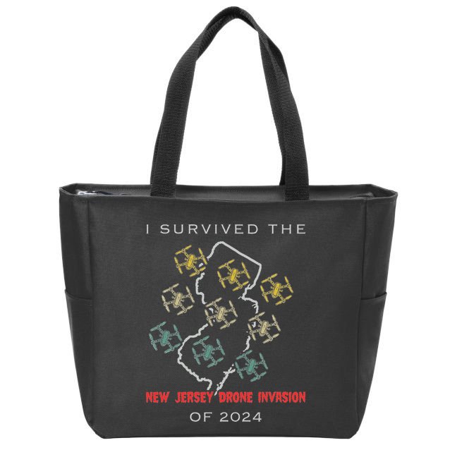 I Survived The New Jersey Drone Invasion Of 2024 Zip Tote Bag