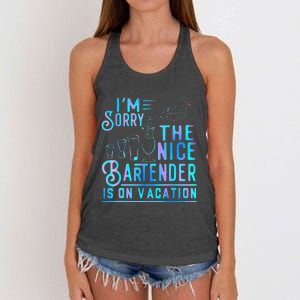 IM Sorry The Nice Bartender Is On Vacation Women's Knotted Racerback Tank