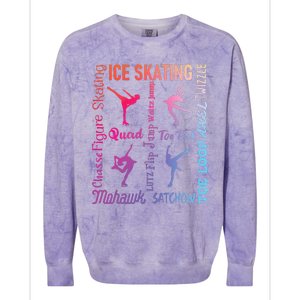 Ice Skating Typography Figure Skater Ice Skates Colorblast Crewneck Sweatshirt