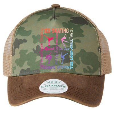 Ice Skating Typography Figure Skater Ice Skates Legacy Tie Dye Trucker Hat