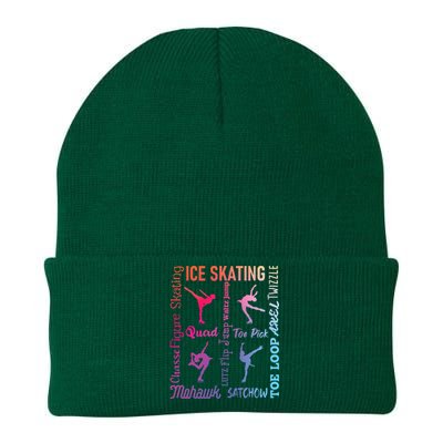 Ice Skating Typography Figure Skater Ice Skates Knit Cap Winter Beanie