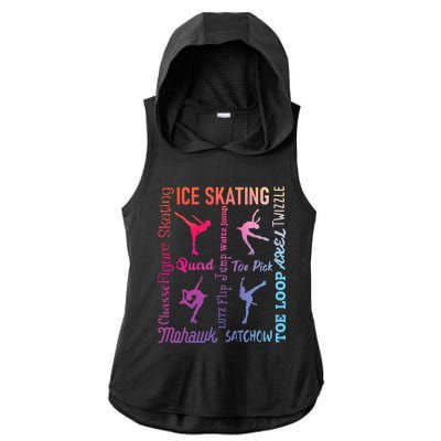 Ice Skating Typography Figure Skater Ice Skates Ladies PosiCharge Tri-Blend Wicking Draft Hoodie Tank