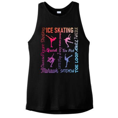 Ice Skating Typography Figure Skater Ice Skates Ladies PosiCharge Tri-Blend Wicking Tank