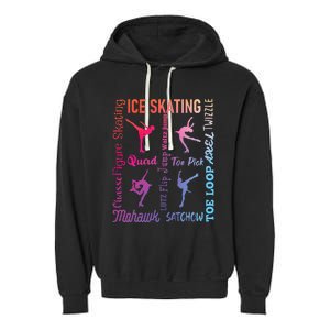 Ice Skating Typography Figure Skater Ice Skates Garment-Dyed Fleece Hoodie