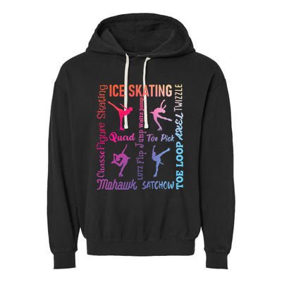 Ice Skating Typography Figure Skater Ice Skates Garment-Dyed Fleece Hoodie
