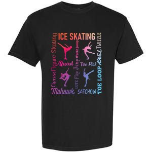 Ice Skating Typography Figure Skater Ice Skates Garment-Dyed Heavyweight T-Shirt