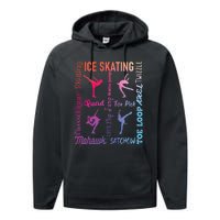 Ice Skating Typography Figure Skater Ice Skates Performance Fleece Hoodie