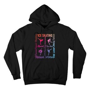 Ice Skating Typography Figure Skater Ice Skates Hoodie