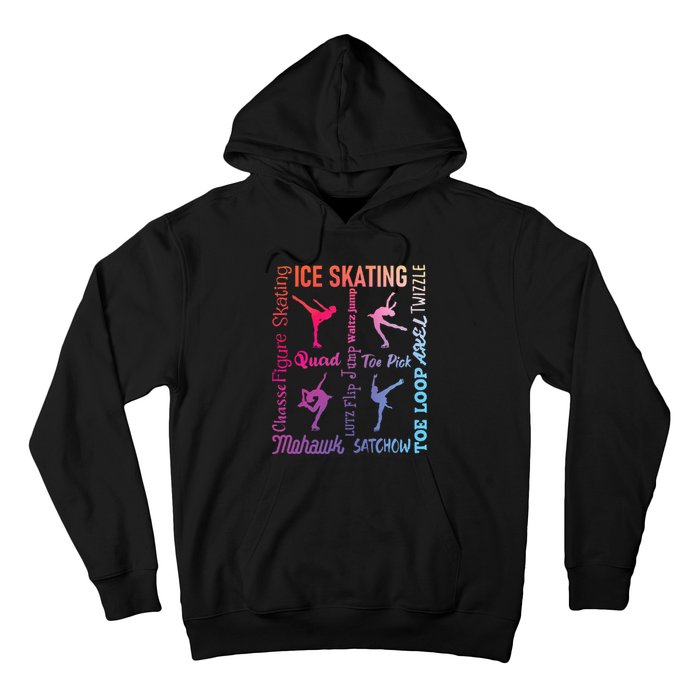 Ice Skating Typography Figure Skater Ice Skates Hoodie