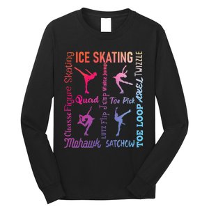 Ice Skating Typography Figure Skater Ice Skates Long Sleeve Shirt