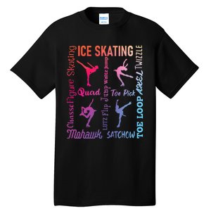 Ice Skating Typography Figure Skater Ice Skates Tall T-Shirt