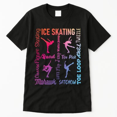 Ice Skating Typography Figure Skater Ice Skates Tall T-Shirt