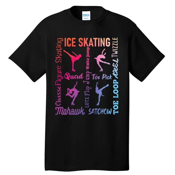 Ice Skating Typography Figure Skater Ice Skates Tall T-Shirt