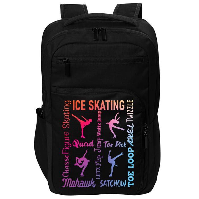 Ice Skating Typography Figure Skater Ice Skates Impact Tech Backpack