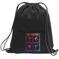 Ice Skating Typography Figure Skater Ice Skates Sweatshirt Cinch Pack Bag