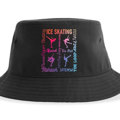 Ice Skating Typography Figure Skater Ice Skates Sustainable Bucket Hat