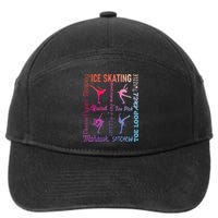 Ice Skating Typography Figure Skater Ice Skates 7-Panel Snapback Hat