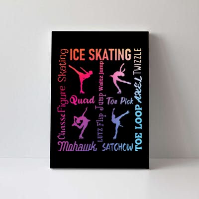 Ice Skating Typography Figure Skater Ice Skates Canvas