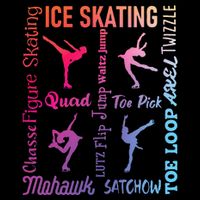 Ice Skating Typography Figure Skater Ice Skates Bucket Hat