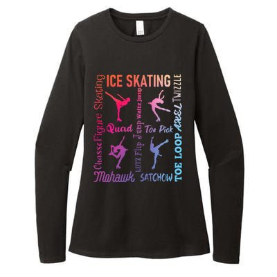 Ice Skating Typography Figure Skater Ice Skates Womens CVC Long Sleeve Shirt