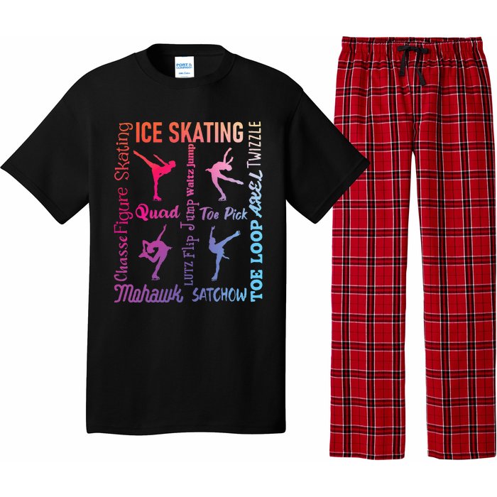 Ice Skating Typography Figure Skater Ice Skates Pajama Set