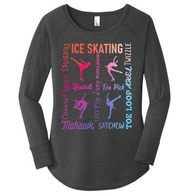 Ice Skating Typography Figure Skater Ice Skates Women's Perfect Tri Tunic Long Sleeve Shirt