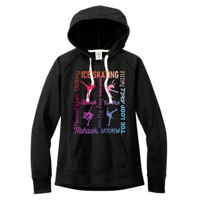 Ice Skating Typography Figure Skater Ice Skates Women's Fleece Hoodie