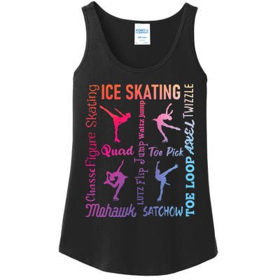 Ice Skating Typography Figure Skater Ice Skates Ladies Essential Tank