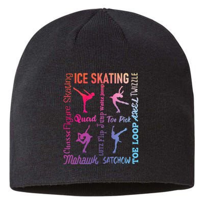 Ice Skating Typography Figure Skater Ice Skates Sustainable Beanie