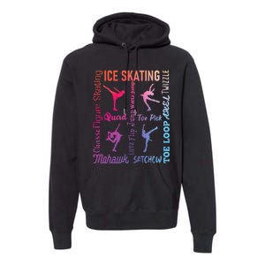 Ice Skating Typography Figure Skater Ice Skates Premium Hoodie