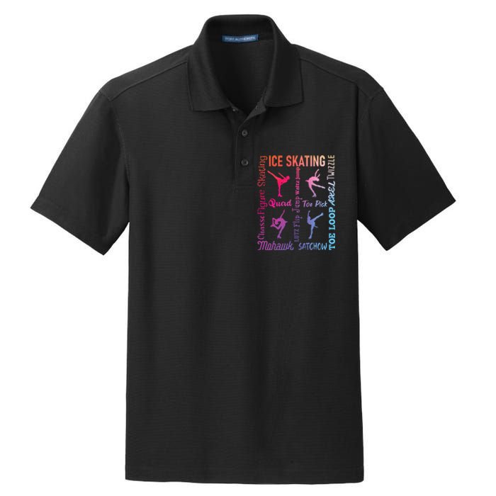 Ice Skating Typography Figure Skater Ice Skates Dry Zone Grid Polo