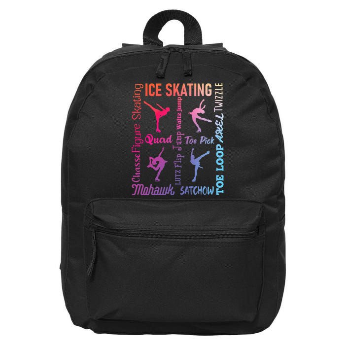 Ice Skating Typography Figure Skater Ice Skates 16 in Basic Backpack