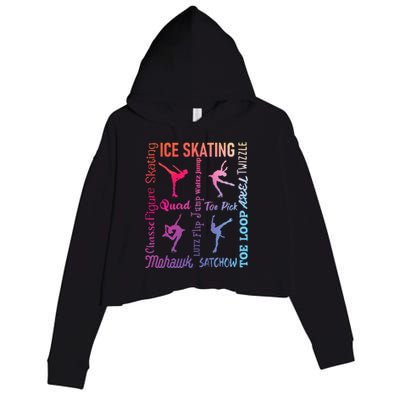 Ice Skating Typography Figure Skater Ice Skates Crop Fleece Hoodie