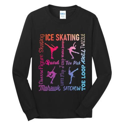 Ice Skating Typography Figure Skater Ice Skates Tall Long Sleeve T-Shirt