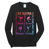 Ice Skating Typography Figure Skater Ice Skates Tall Long Sleeve T-Shirt