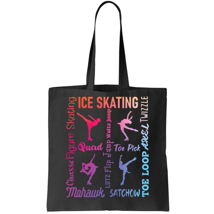 Ice Skating Typography Figure Skater Ice Skates Tote Bag