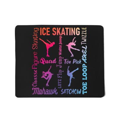 Ice Skating Typography Figure Skater Ice Skates Mousepad