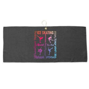 Ice Skating Typography Figure Skater Ice Skates Large Microfiber Waffle Golf Towel