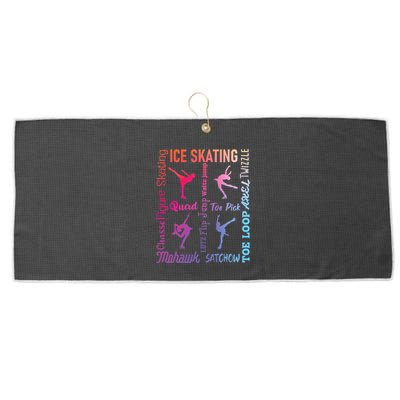 Ice Skating Typography Figure Skater Ice Skates Large Microfiber Waffle Golf Towel
