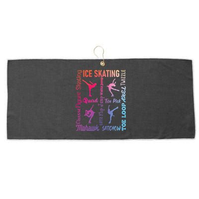 Ice Skating Typography Figure Skater Ice Skates Large Microfiber Waffle Golf Towel